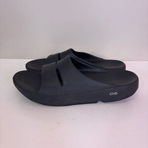 Oofos Men's Black Slide Comfort Sandals Men's 10, Women's 12